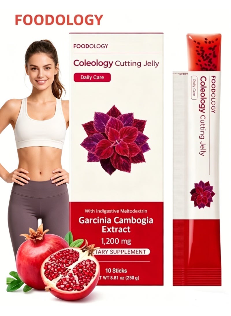 FOODOLOGY Coleology Cutting Jelly (10 Sticks x 25g) | Garcinia Cambogia & Collagen | Supports Weight Management & Digestive Health | Pomegranate Flavor with Chia Seeds | Korean Pharmacist-Formulated Supplement - Image 1