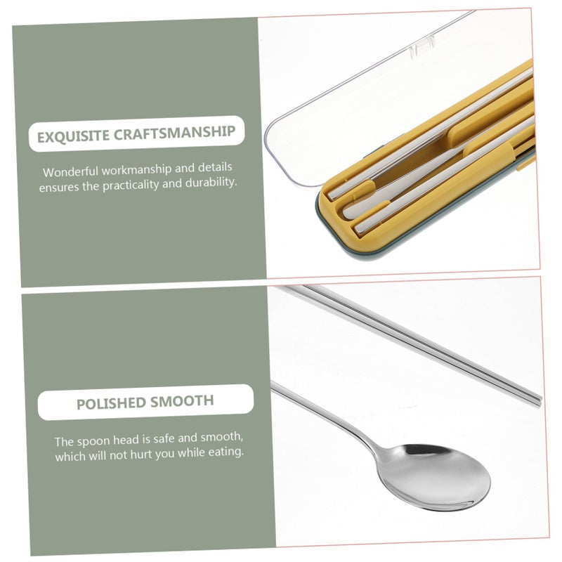 Portable Stainless Steel Cutlery Set with Lockable Box Chopsticks Spoon Outdoor Picnic - Image 5