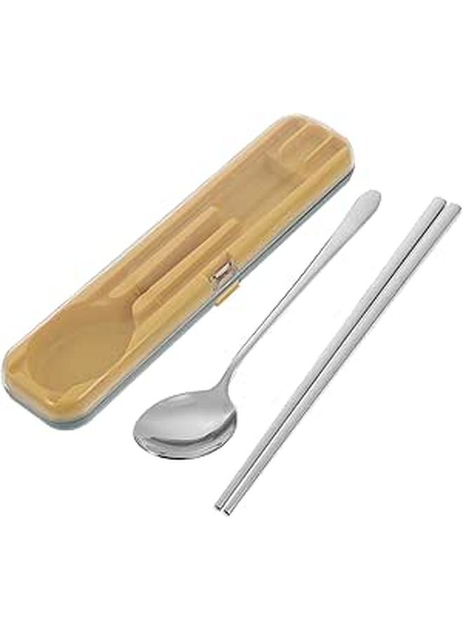 Portable Stainless Steel Cutlery Set with Lockable Box Chopsticks Spoon Outdoor Picnic - Image 1