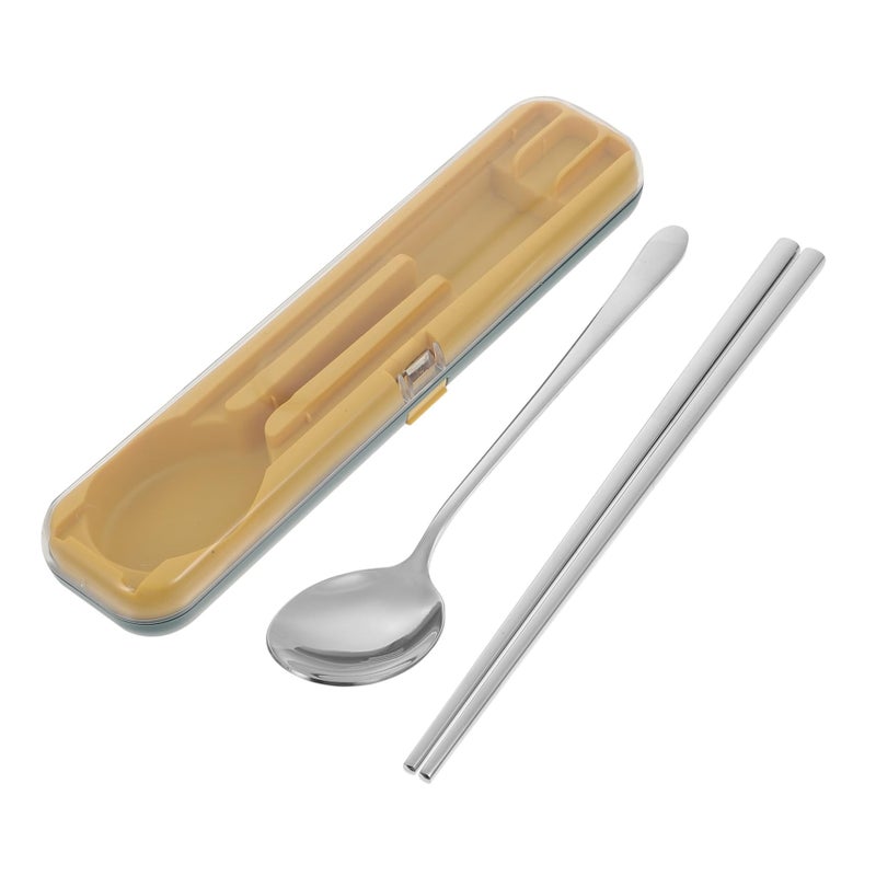 Portable Stainless Steel Cutlery Set with Lockable Box Chopsticks Spoon Outdoor Picnic - Image 2