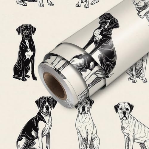 HOMETITUTE Sketch Dog Pattern Wallpaper Peel and Stick Contact Paper Wall Paper Stick 177 x 1181 Self Adhesive Removable Vinyl Wall Covering Bedroom Kitchen Bathroom Home Decor - Image 1