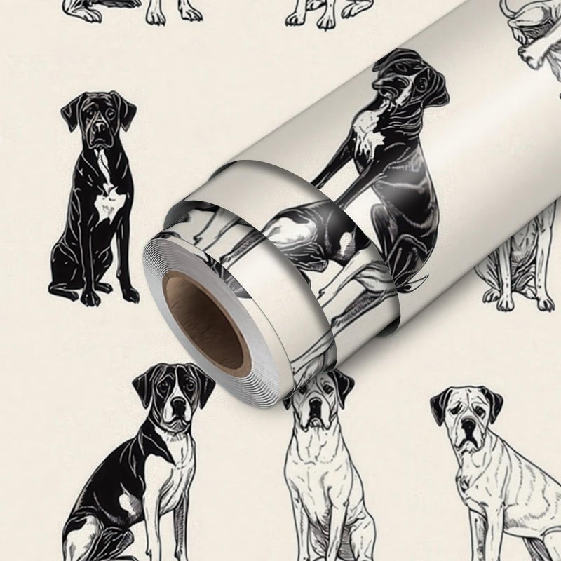HOMETITUTE Sketch Dog Pattern Wallpaper Peel and Stick Contact Paper Wall Paper Stick 177 x 1181 Self Adhesive Removable Vinyl Wall Covering Bedroom Kitchen Bathroom Home Decor - Image 2