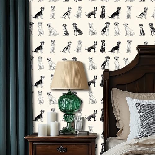 HOMETITUTE Sketch Dog Pattern Wallpaper Peel and Stick Contact Paper Wall Paper Stick 177 x 1181 Self Adhesive Removable Vinyl Wall Covering Bedroom Kitchen Bathroom Home Decor - Image 3