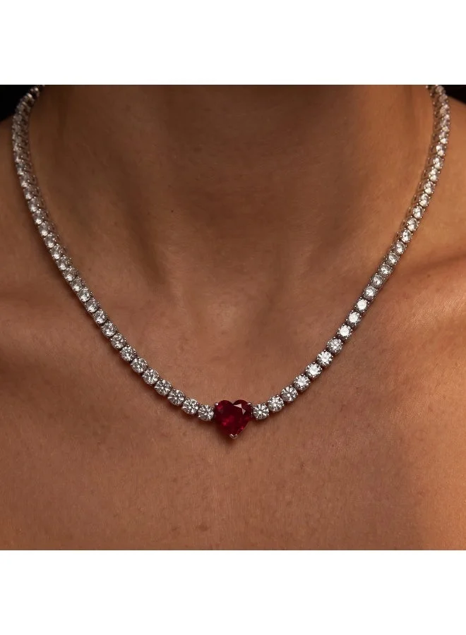 Liu Jo Liu Jo Tennis Red Stone Silver Necklace - LJ2443