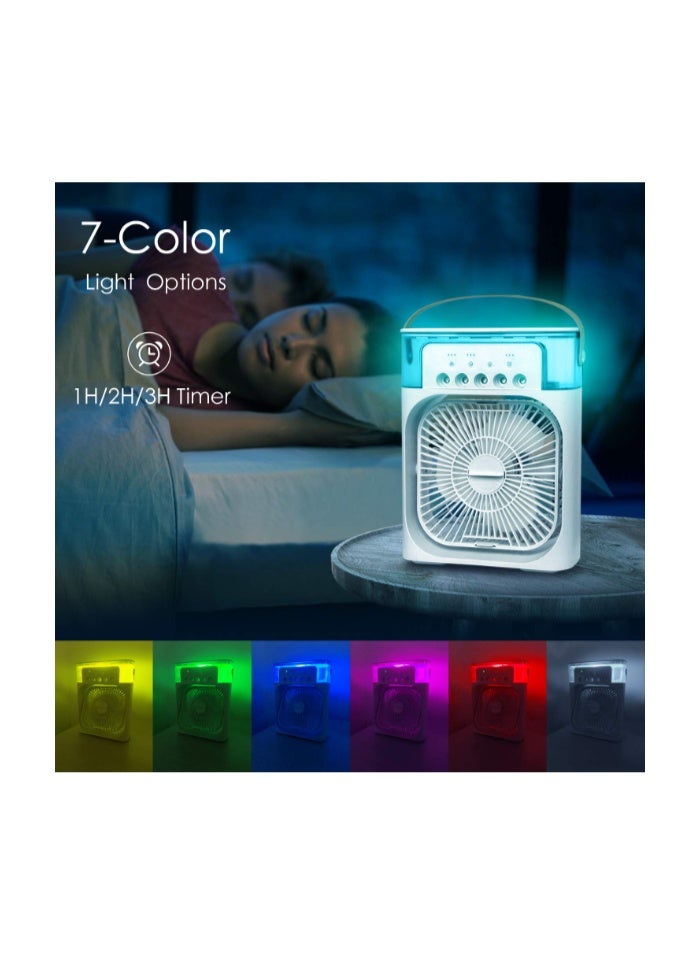 Macon Portable Mini Air Conditioner Fan – Evaporative Air Cooler with 7-Color LED Light, 3 Wind Speeds & 3 Spray Modes for Home, Office & Travel - Image 2