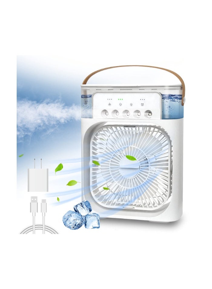 Macon Portable Mini Air Conditioner Fan – Evaporative Air Cooler with 7-Color LED Light, 3 Wind Speeds & 3 Spray Modes for Home, Office & Travel - Image 1