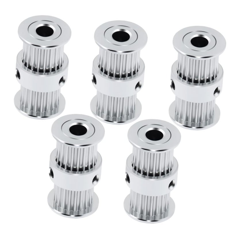 5Pcs 20 Teeth Aluminum Alloy 2GT Timing Belt Idler Pulley 5mm Bore Drive Gear for 3D Printers - Image 2