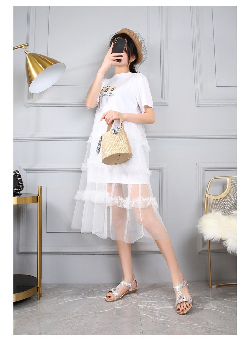 NIBEMINENT Summer Women Flat Gladiator Sandals Shoes Woman Bohemia Flip Flop Crystal Weave Casual Beach Sandals  - Image 4