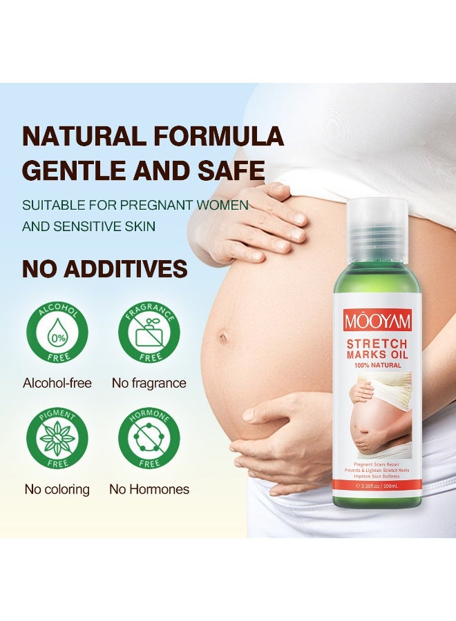 MOOYAM Stretch Marks Oil Natural for Pregnant Scars Repair Prevents and Lighten Stretch Marks Improves Skin Elasticity and Dullness for Women and Men 100ml - Image 3