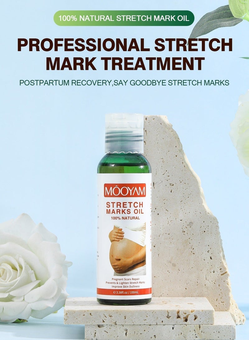 MOOYAM Stretch Marks Oil Natural for Pregnant Scars Repair Prevents and Lighten Stretch Marks Improves Skin Elasticity and Dullness for Women and Men 100ml - Image 2