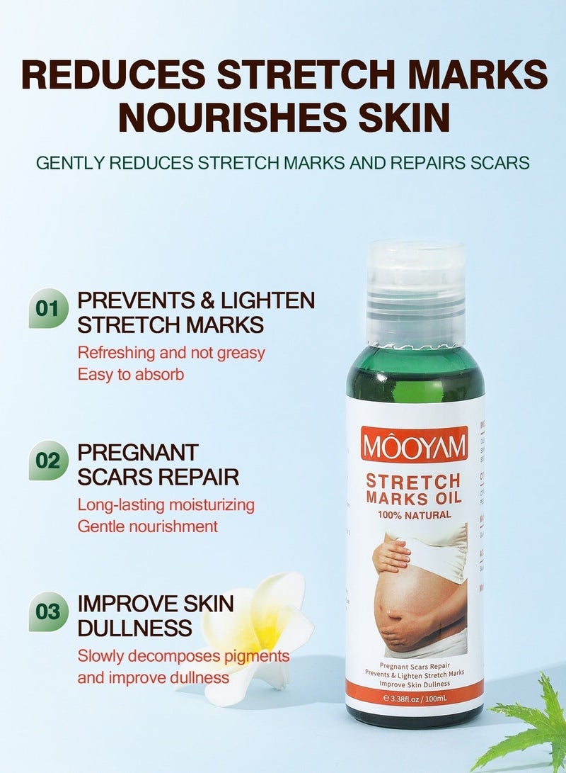 MOOYAM Stretch Marks Oil Natural for Pregnant Scars Repair Prevents and Lighten Stretch Marks Improves Skin Elasticity and Dullness for Women and Men 100ml - Image 4