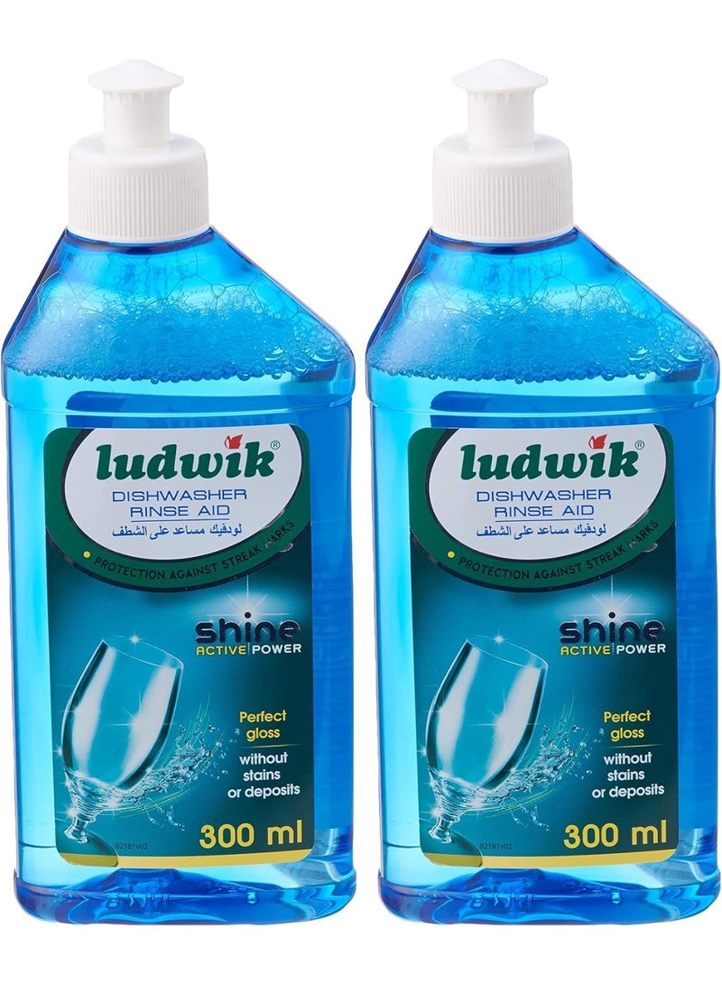 لودفيك عبوة ثنائية: سائل الشطف لغسالات الأطباق لودفيك - لمعان فائق ومضاد للبقع (2 × 300 مل) - Image 1