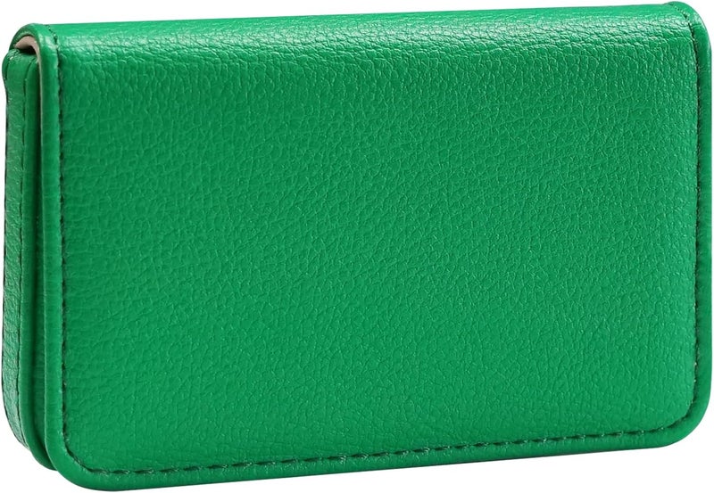 AI-DEE Business Card Holder，PU Leather Business Card Case Color Printing Pattern Card Holder Wallet，Pockets Magnetic Credit Card Holders for Men and Women - Dark Green - Image 1