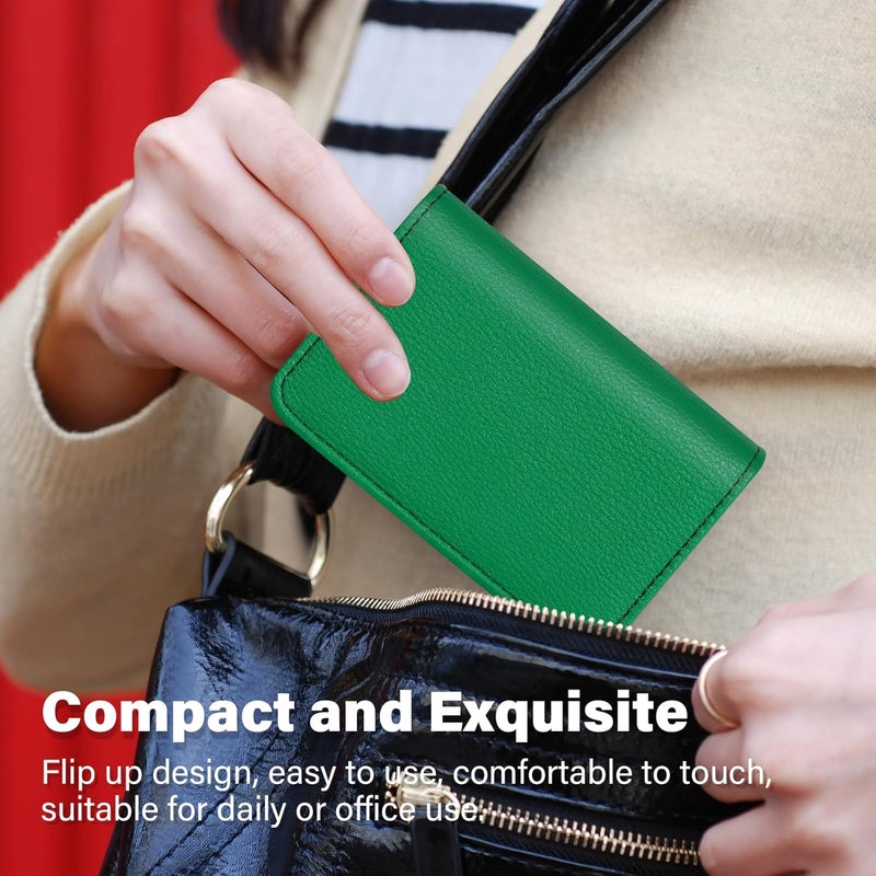 AI-DEE Business Card Holder，PU Leather Business Card Case Color Printing Pattern Card Holder Wallet，Pockets Magnetic Credit Card Holders for Men and Women - Dark Green - Image 4