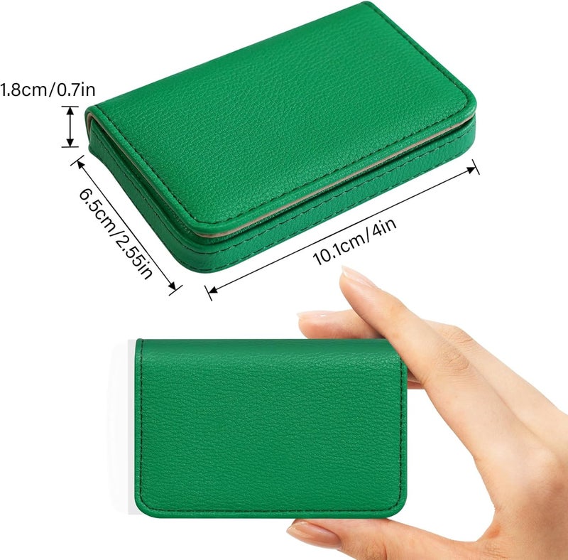 AI-DEE Business Card Holder，PU Leather Business Card Case Color Printing Pattern Card Holder Wallet，Pockets Magnetic Credit Card Holders for Men and Women - Dark Green - Image 2