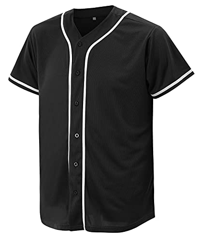 Atonmore Baseball Jersey for Men and Women, Baseball Shirts for Custom Button up Shirt,Hipster Hip Hop Sports Uniforms(Black,XS) - Image 2