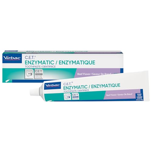 Virbac C.E.T. Enzymatic Toothpaste Eliminates Bad Breath by Removing Plaque and Tartar Buildup Best Pet Dental Care Toothpaste Beef Flavor 2.5 Oz Tube (Color Varies) - Image 1