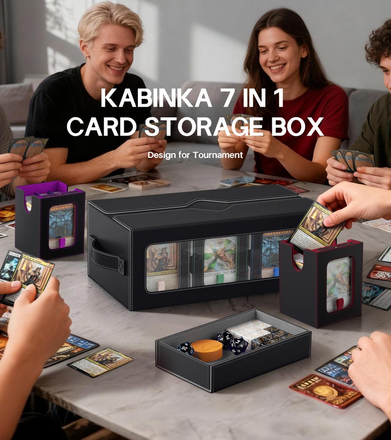 Kabinka MTG Commander Deck Box, 6-Deck Modular Card Case with Dice Tray - Holds 600+ Double-Sleeved Cards, 35PT Magnetic Holders & 100 PCS Card Sleeves for TCG/EDH (Multicolor) - Image 2