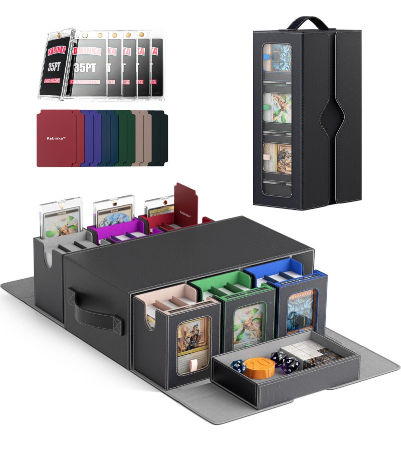 Kabinka MTG Commander Deck Box, 6-Deck Modular Card Case with Dice Tray - Holds 600+ Double-Sleeved Cards, 35PT Magnetic Holders & 100 PCS Card Sleeves for TCG/EDH (Multicolor) - Image 1