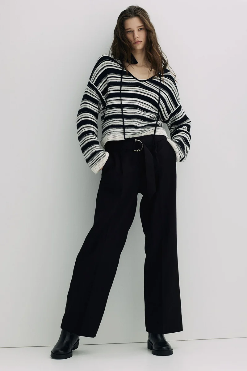 اتش اند ام Belted tailored trousers