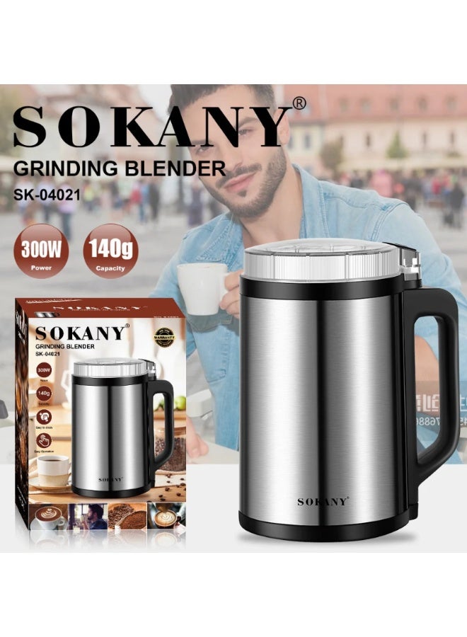 سوكاني مطحنة قهوة كهربائية بمقبض Sokany SK-04021 مطحنة قهوة 140 جرام من الفولاذ المقاوم للصدأ 300 وات - Image 2