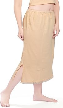 SEER Skirt Slip for Women Cotton Rich Regular Knee Length (Beige) (XL) - Image 3