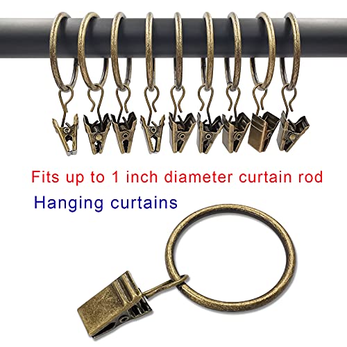 AMZSEVEN 40 Pack Curtain Rings with Clips, Drapery Clips with Rings, Drapes Rings 1.26 in Interior Diameter, Fits up to 1 in Curtain Rod, Bronze - Image 4