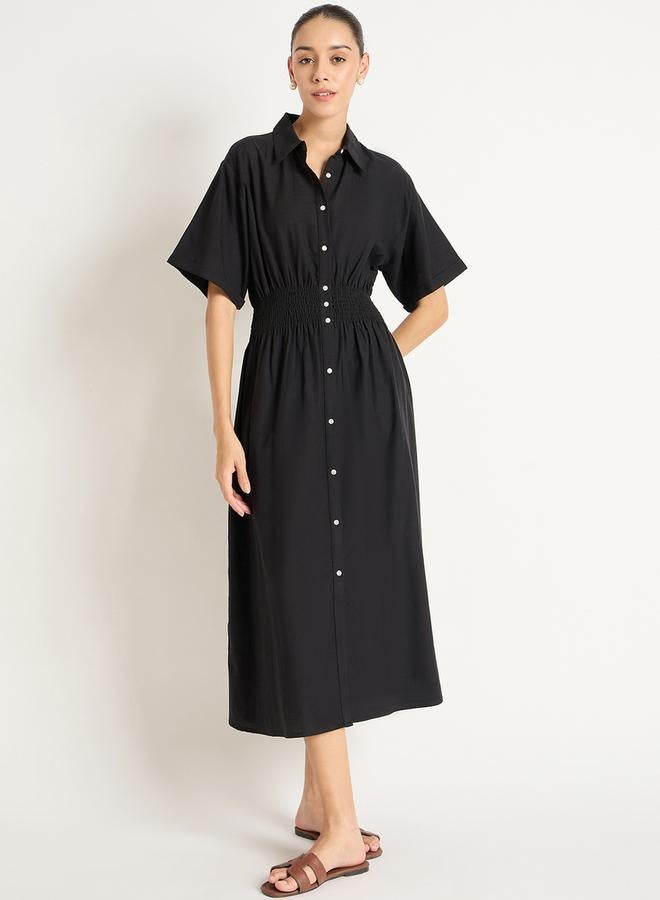 Femmella Black Button-Up Dress  - Image 1