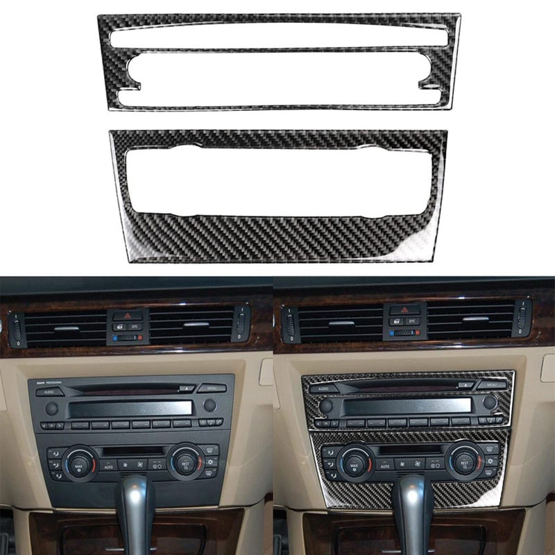 NVCNX Real Premium Carbon Fiber Car CD AC Panel Cover Interior Trim Compatible with BMW 3 Series E90 E92 E93 325i 328i 330i 335i M3 2006 2007 2008 2009 2010 2011 2012 2013 Accessories Black C - Image 2
