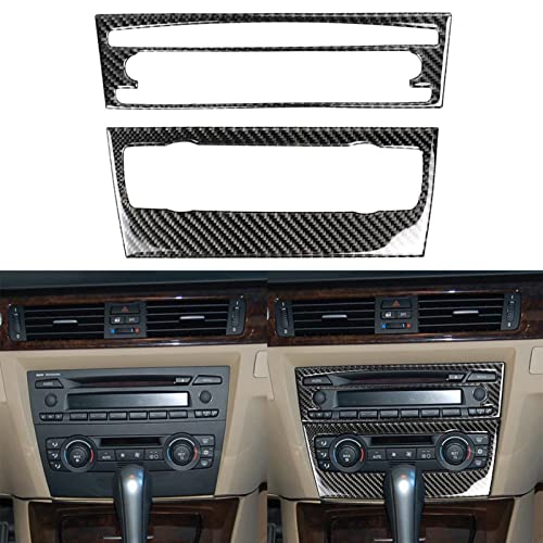 NVCNX Real Premium Carbon Fiber Car CD AC Panel Cover Interior Trim Compatible with BMW 3 Series E90 E92 E93 325i 328i 330i 335i M3 2006 2007 2008 2009 2010 2011 2012 2013 Accessories Black C - Image 1