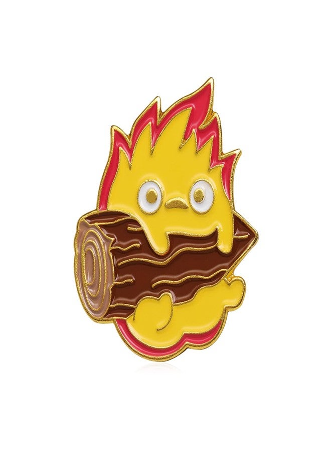 POYAMUSE Lovely Cartoon Ball of Fire Calcifer Brooch Pin Badge for Anime Movie Fans Collection Memorial Jewelry-fire - Image 1