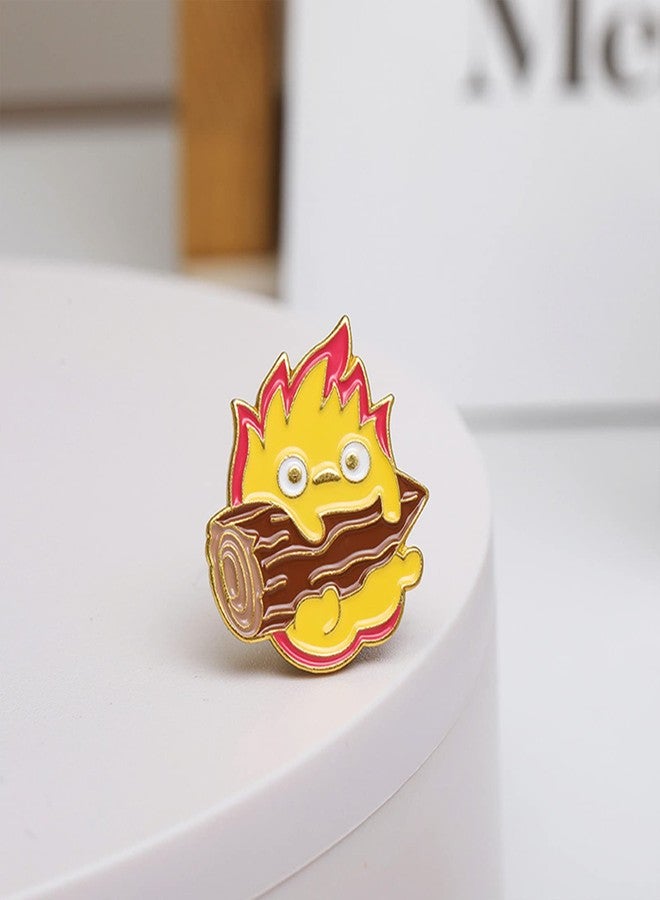 POYAMUSE Lovely Cartoon Ball of Fire Calcifer Brooch Pin Badge for Anime Movie Fans Collection Memorial Jewelry-fire - Image 5