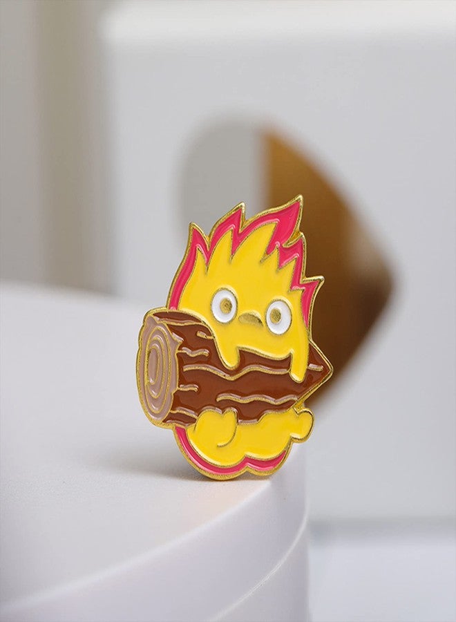 POYAMUSE Lovely Cartoon Ball of Fire Calcifer Brooch Pin Badge for Anime Movie Fans Collection Memorial Jewelry-fire - Image 3