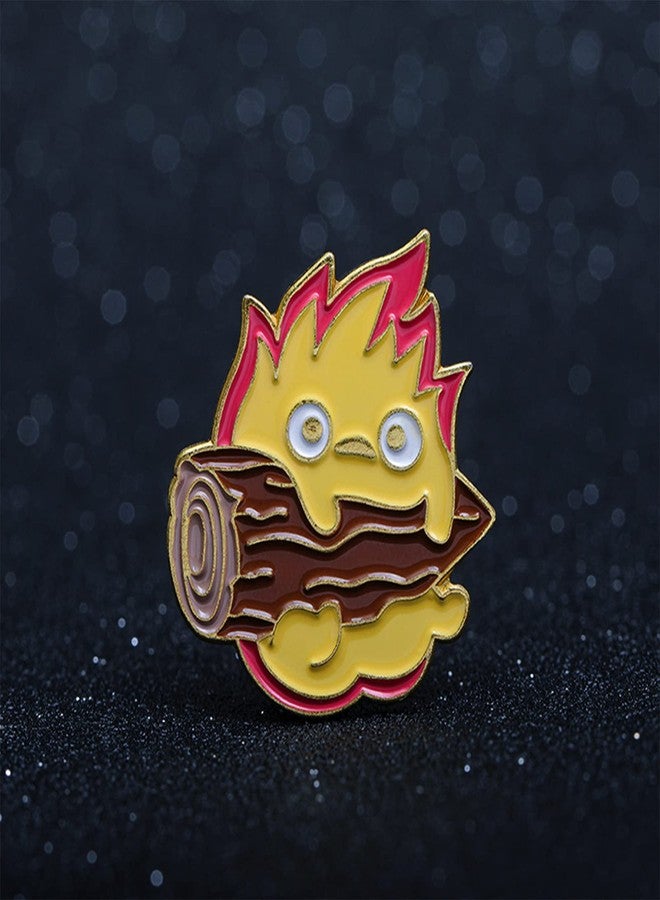 POYAMUSE Lovely Cartoon Ball of Fire Calcifer Brooch Pin Badge for Anime Movie Fans Collection Memorial Jewelry-fire - Image 2