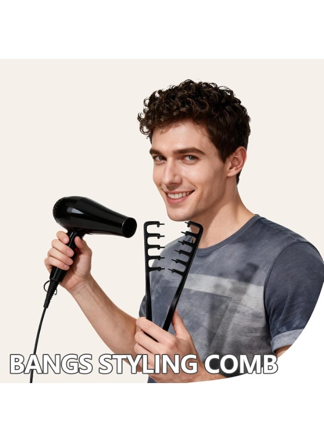 ATRJSZ 2 Pcs Texture Comb, Voluminous Wide-Toothed Hair Comb, Apparatus Maximum Lift Roots Volume Tool, Barber Wide Fine-Toothed Dual-Purpose Set, ABS Plastic with Textured Grip Tool for Men (Black+Grey) - Image 3