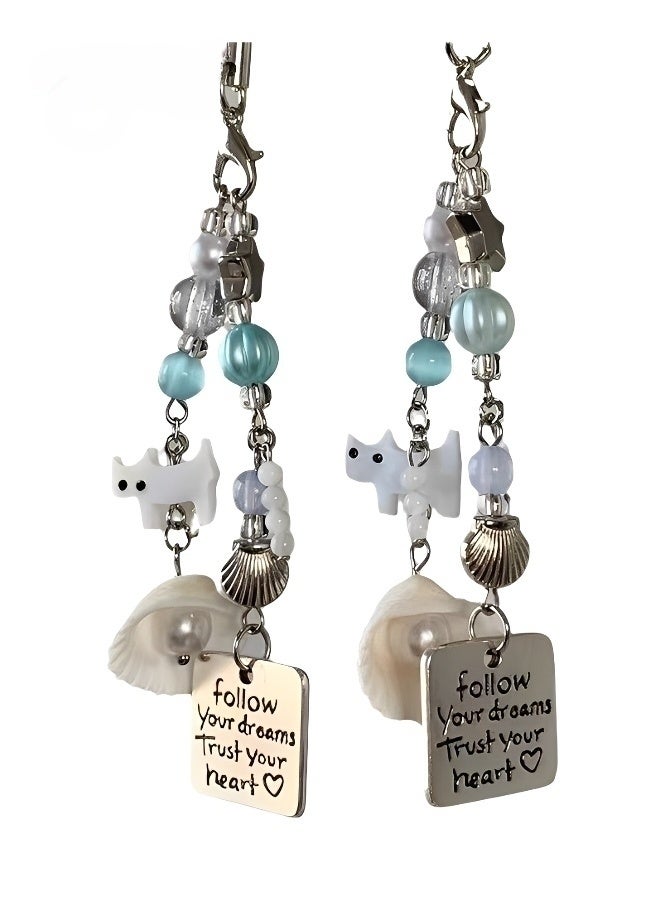 2 PCS Cute Phone Charms Cell Phone Charms Strap Cats and Shells Phone Charm Accessories for Phone Bag Keychain Air pods Camera Pendants Decor - Image 1