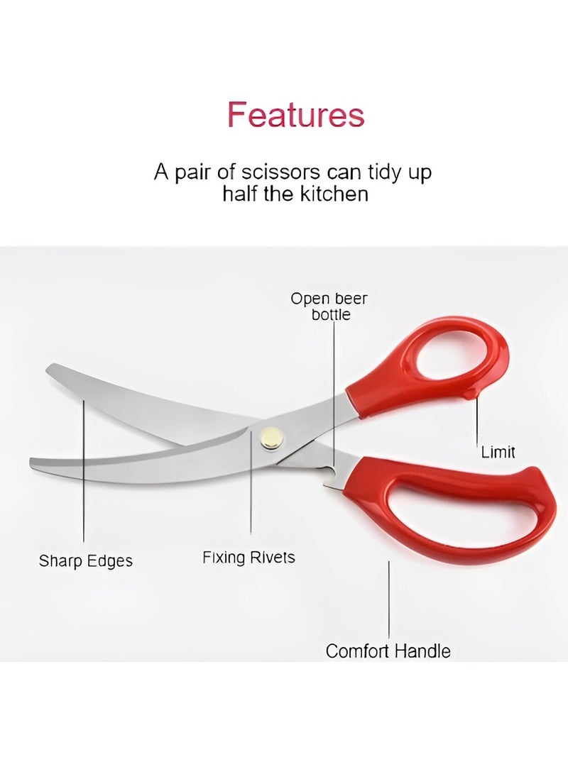 AROAQ Kitchen Scissors, Heavy Duty All Purpose Kitchen Shears, Korean Stainless Steel Curved Blade Barbecue Scissors, Steak Scissors  For Chicken Food Meat And Cooking, ( White ) - Image 3