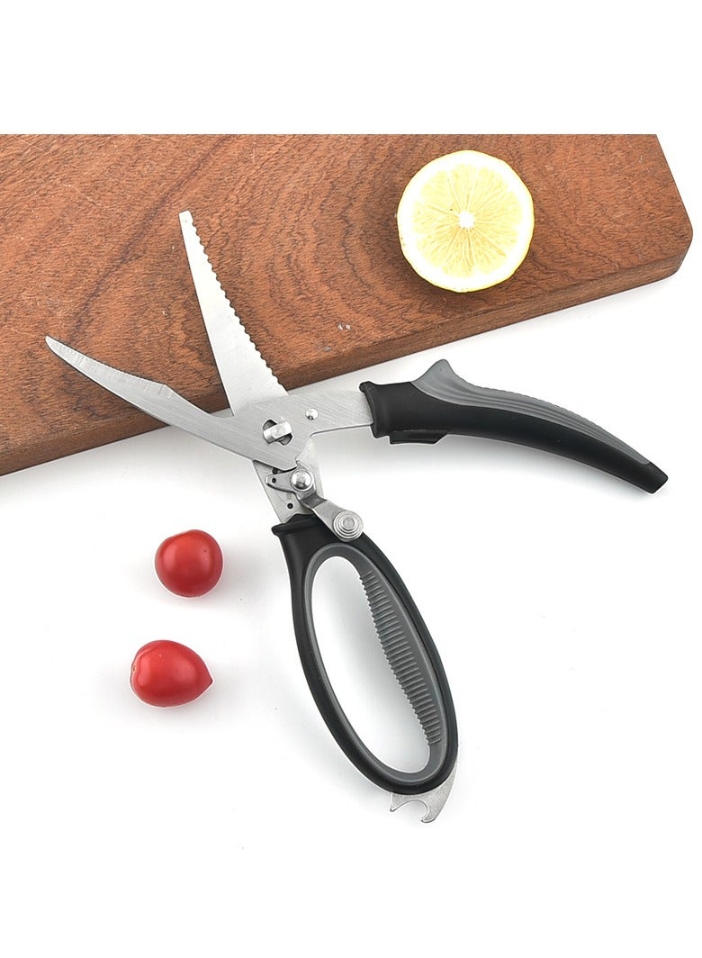 AROAQ Kitchen Scissors, Heavy Duty All Purpose Kitchen Shears, Korean Stainless Steel Curved Blade Barbecue Scissors, Steak Scissors  For Chicken Food Meat And Cooking, ( White ) - Image 4