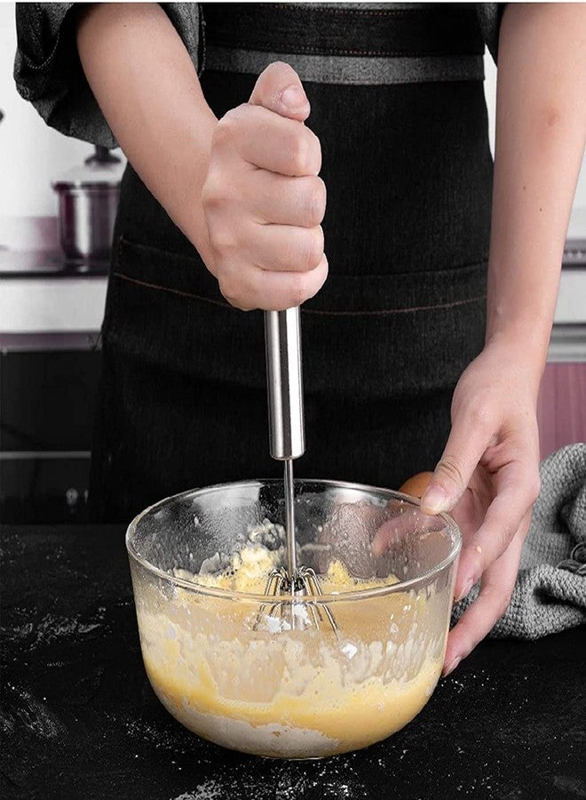 Makekartz.com Hand Push Stainless Steel Kitchen Manual Egg Beater Whisk Mixer for Baking/Lassi/Butter Milk Frother/Cream/Madhani/Coffee/Cake Mixing/ (Silver, Pack of-1). - Image 4