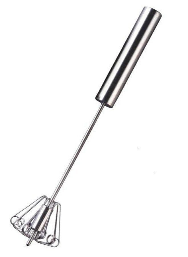 Makekartz.com Hand Push Stainless Steel Kitchen Manual Egg Beater Whisk Mixer for Baking/Lassi/Butter Milk Frother/Cream/Madhani/Coffee/Cake Mixing/ (Silver, Pack of-1). - Image 1