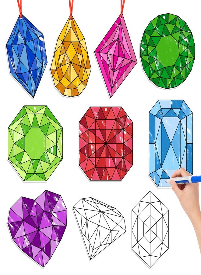 BeYumi Coloring Jewel Craft Kit - 83Pcs Color Your Own Jewel Kit for Kids DIY Coloring Craft Kit Coloring Jewel Gems Ornament Geometric Card Decor School Classroom Jewelry Party Activity Art Craft - Image 1