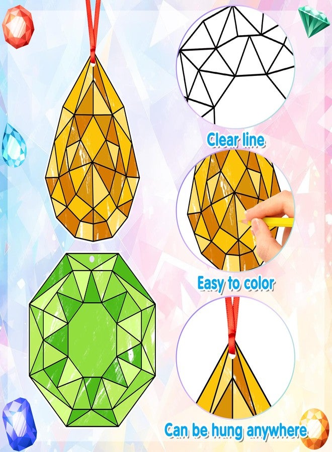 BeYumi Coloring Jewel Craft Kit - 83Pcs Color Your Own Jewel Kit for Kids DIY Coloring Craft Kit Coloring Jewel Gems Ornament Geometric Card Decor School Classroom Jewelry Party Activity Art Craft - Image 3