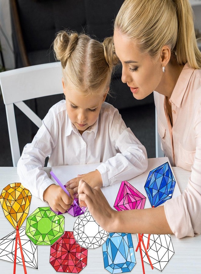 BeYumi Coloring Jewel Craft Kit - 83Pcs Color Your Own Jewel Kit for Kids DIY Coloring Craft Kit Coloring Jewel Gems Ornament Geometric Card Decor School Classroom Jewelry Party Activity Art Craft - Image 4