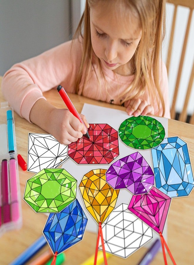 BeYumi Coloring Jewel Craft Kit - 83Pcs Color Your Own Jewel Kit for Kids DIY Coloring Craft Kit Coloring Jewel Gems Ornament Geometric Card Decor School Classroom Jewelry Party Activity Art Craft - Image 5