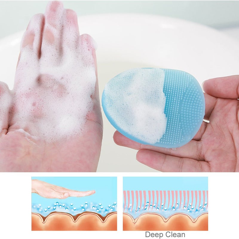 INNERNEED Soft Silicone Facial Cleansing Brush Manual Face Scrubber Exfoliating Massage Scrub Acne Blackheads Remove Handheld Pads for Sensitive, Delicate, Dry Skin (Pack of 2) - Image 4