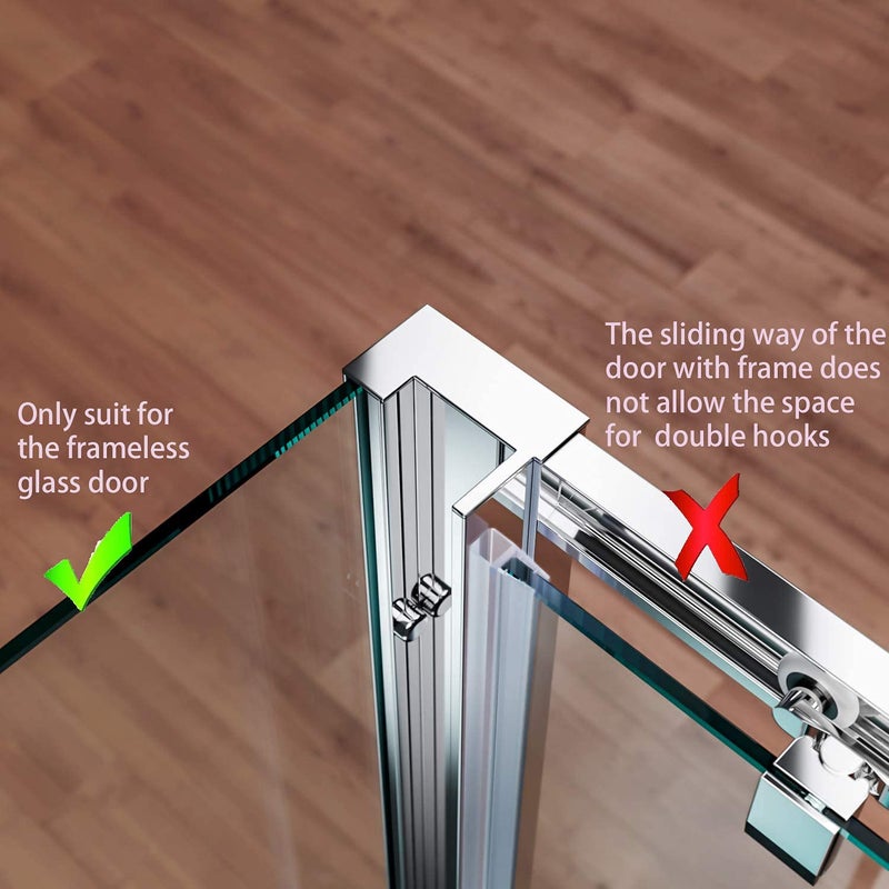MOKIUER Double Hooks for Glass Shower Door, Towel Hooks Over The Bathroom Glass Wall 0.31-0.39in, Stainless Steel, Brushed,2 Pack. - Image 5
