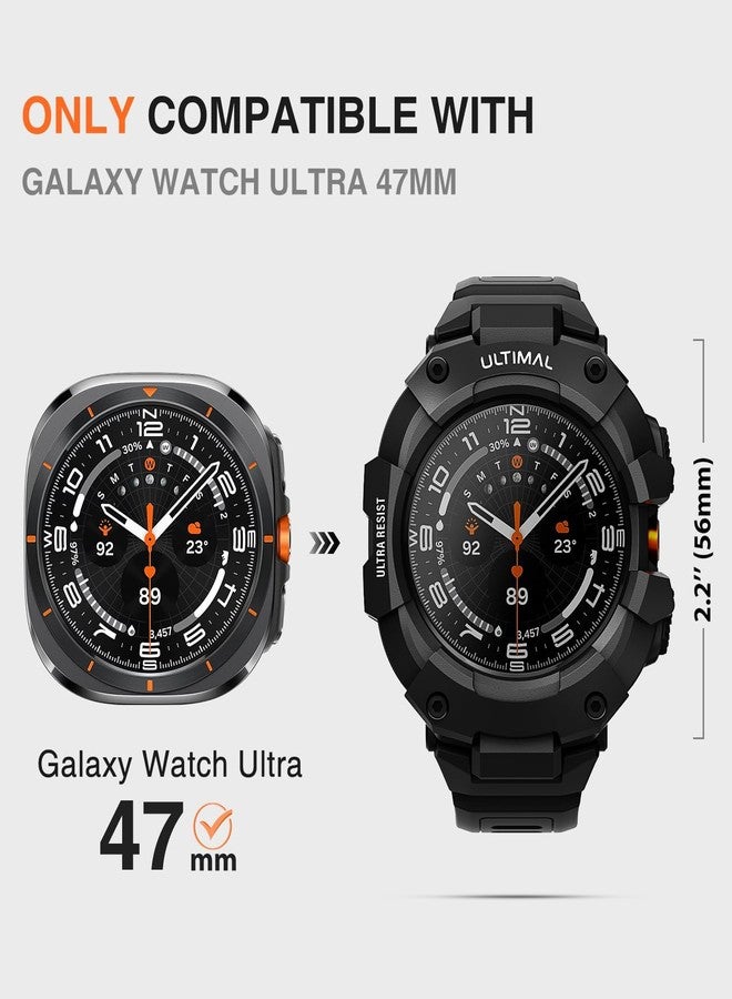 ULTIMAL Bands Compatible with Samsung Galaxy Watch Ultra 47mm band with case for Men, Rugged Sports Case Protective for Galaxy Watch Ultra (2025/2024) Matte Black - Image 3