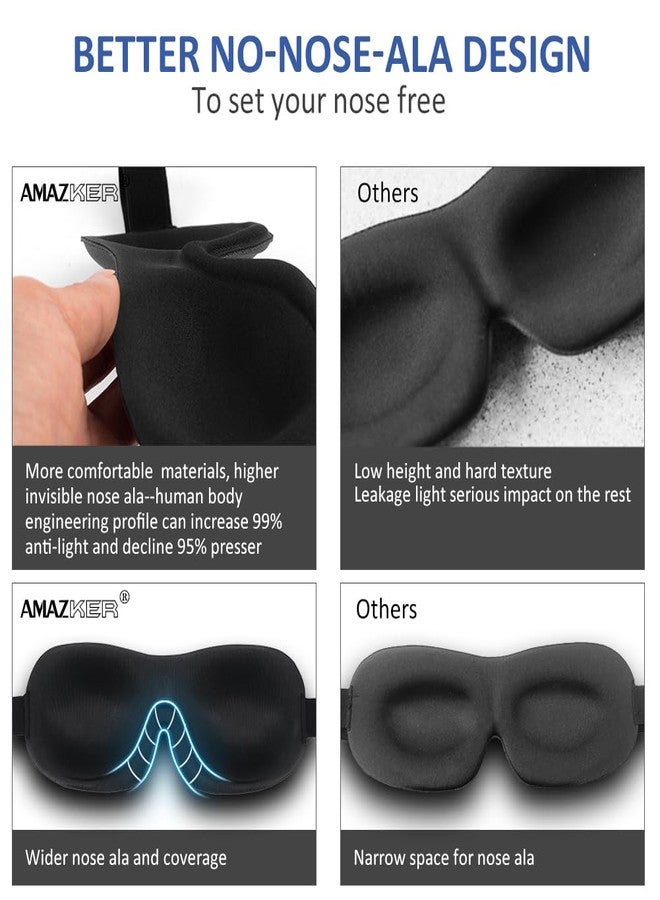 AMAZKER Cute Eye Mask Sleep Mask for Men Women Kids,2 Pack 3D Contoured Cup Sleeping Mask & Blindfold, Concave Molded Night Sleep Mask, Block Out Light (Stars &Black, 2 Count (Pack of 1 - Image 4