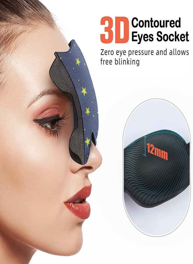 AMAZKER Cute Eye Mask Sleep Mask for Men Women Kids,2 Pack 3D Contoured Cup Sleeping Mask & Blindfold, Concave Molded Night Sleep Mask, Block Out Light (Stars &Black, 2 Count (Pack of 1 - Image 3