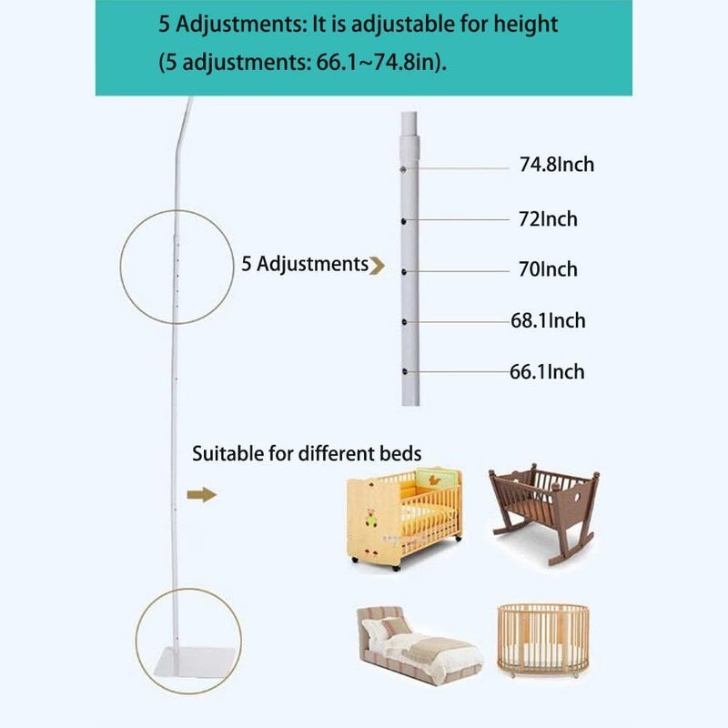 Vilemoon Mosquito Net Stand Adjustable Crib Canopy Holder Mosquito Net Holder Support Bracket Mounting Rack Accessories for Home Crib Cot Bed Easy Assembly Installation - Image 2
